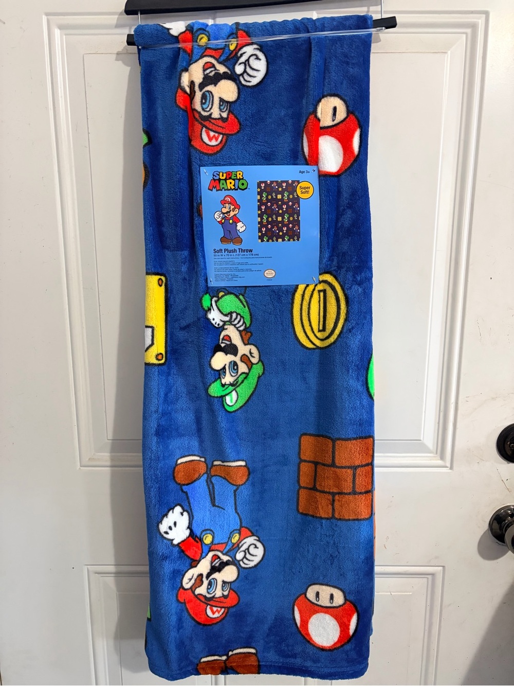 Nintendo Super Mario Plush Throw Blanket - Blue, Red, Green, Yellow